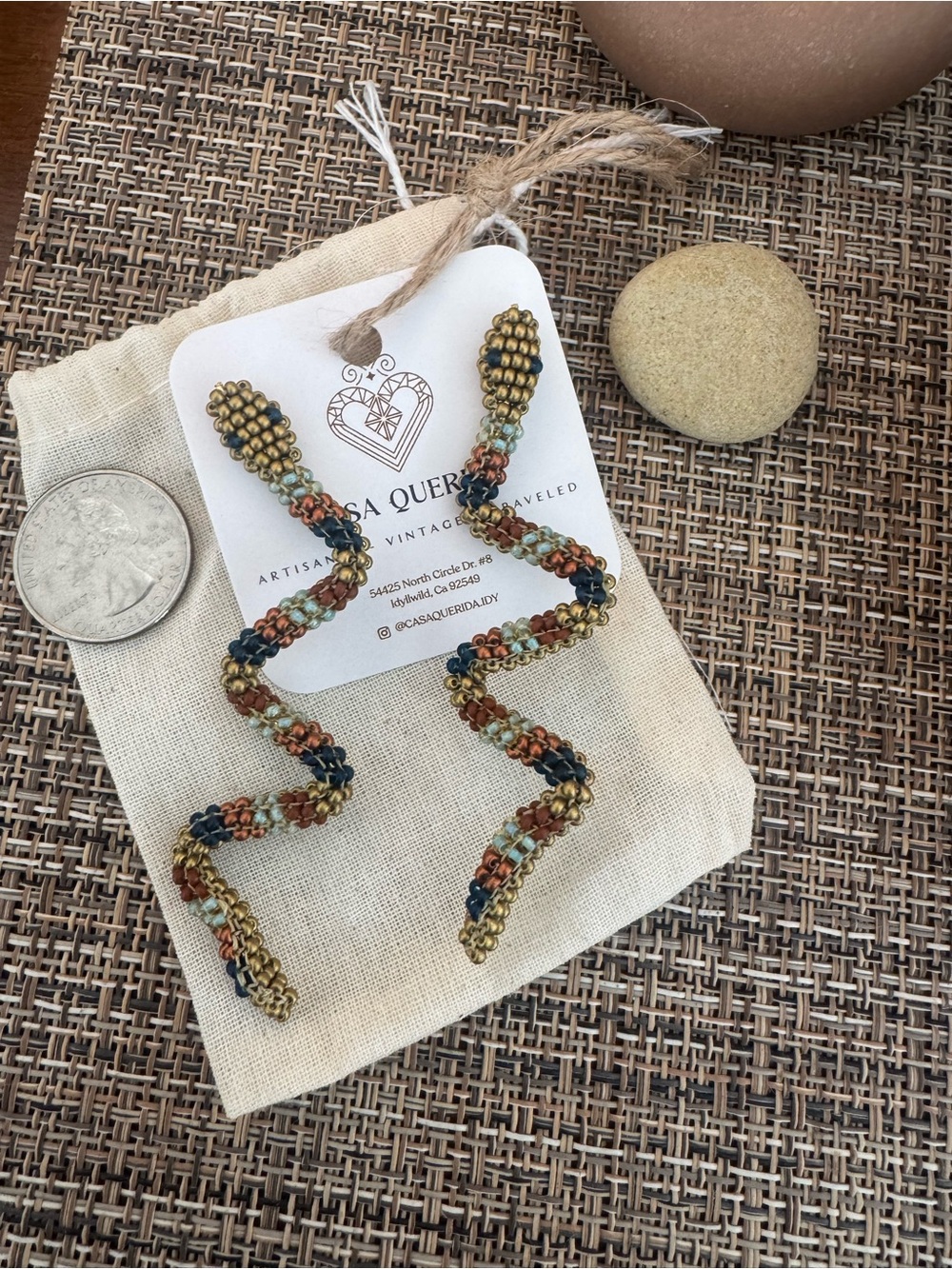 Multicolor Zigzag Beaded Drop Earrings